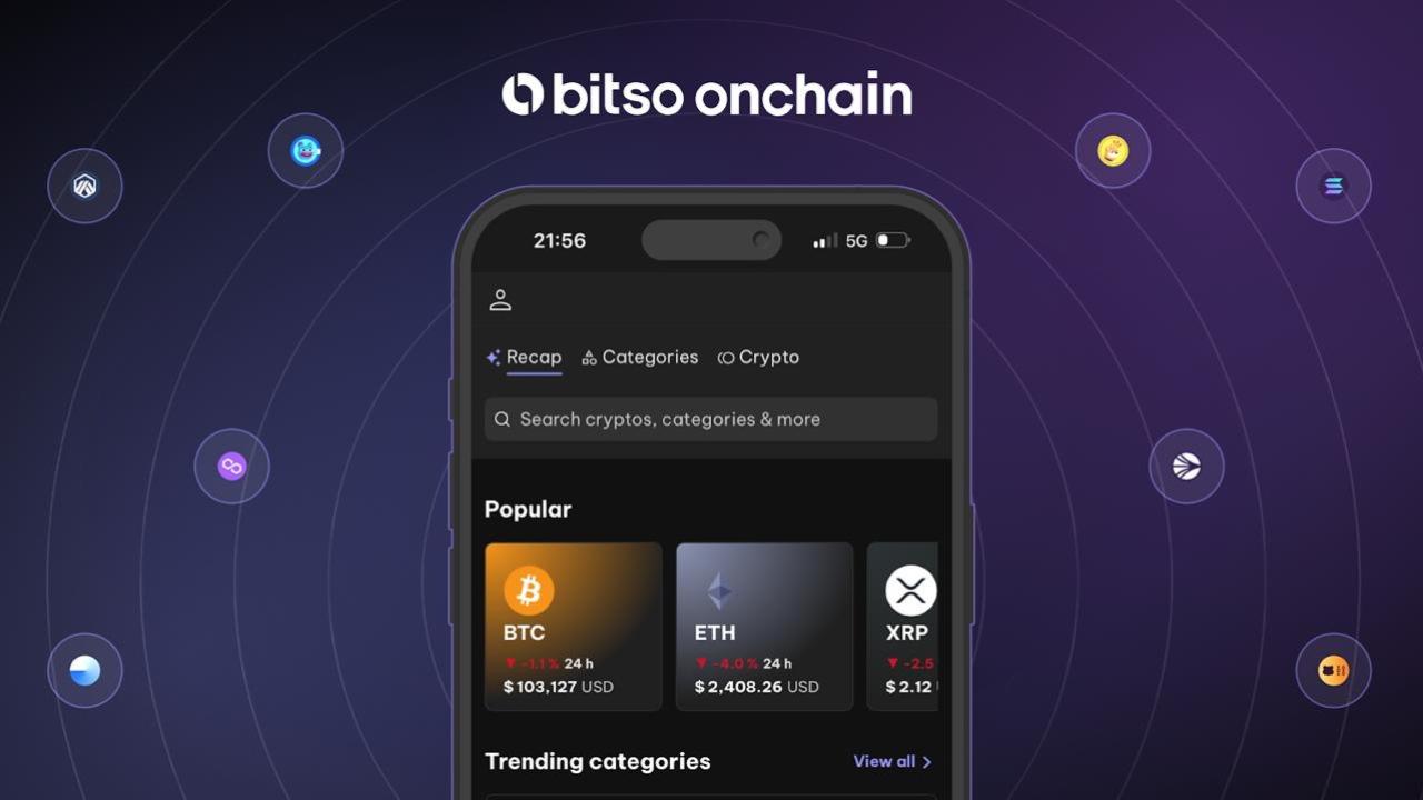 Bitso anunció el lanzamiento de Bitso Onchain, un nuevo exchange descentralizado (DEX) que combina el descubrimiento de tokens con trading instantáneo en más de 14 blockchains.
