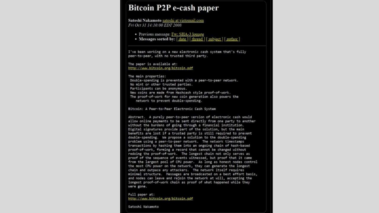 La comunidad cripto celebra un hito histórico con la publicación en X por parte de Bitcoin Magazine(@BitcoinMagazine) que revive el correo electrónico enviado por Satoshi Nakamoto el 31 de octubre de 2008. 