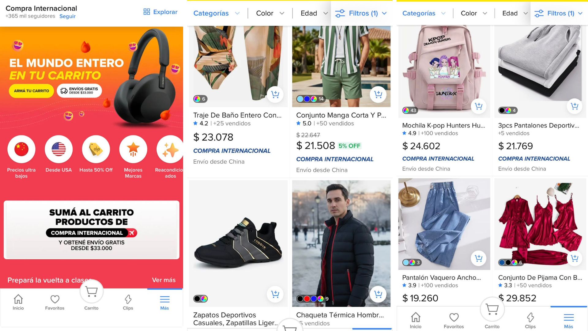 Productos importados en la plataforma Mercado Libre