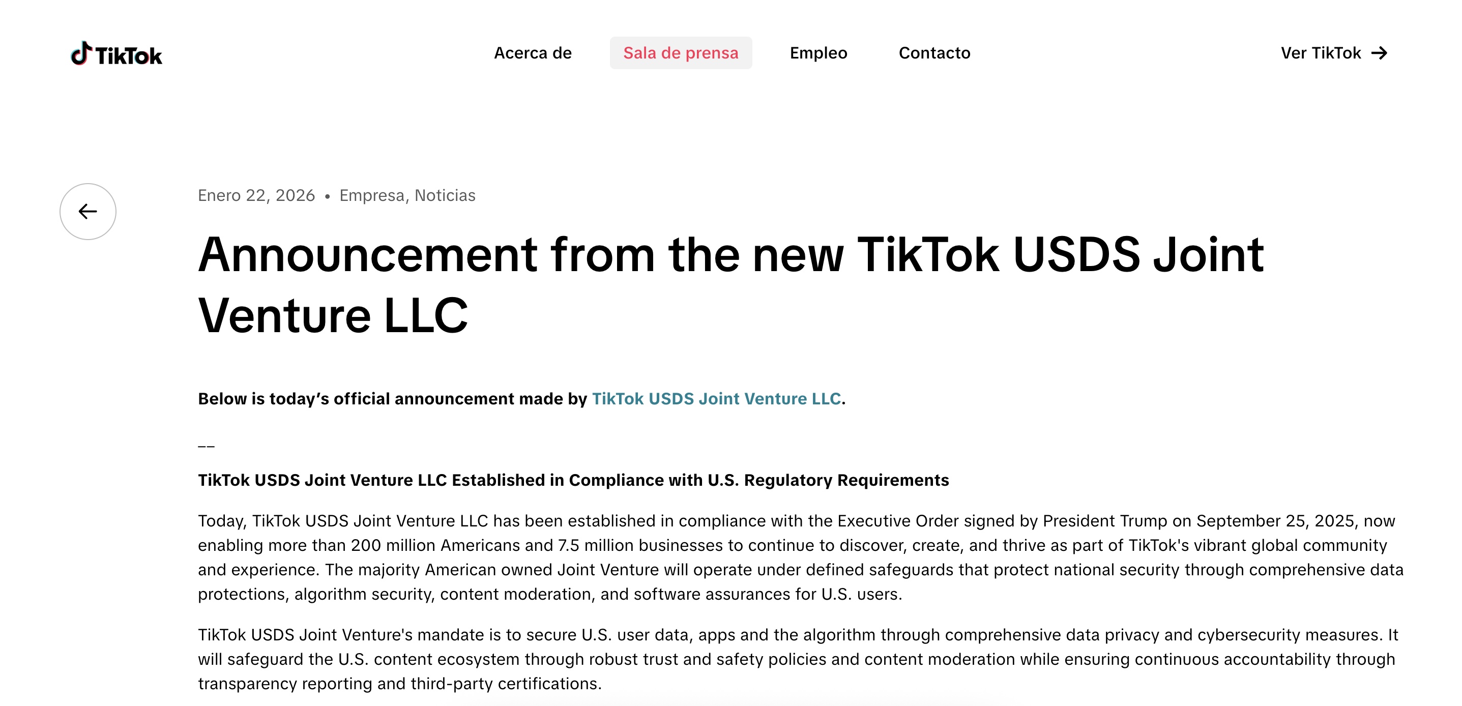 El comunicado de ByteDance tras llegar a un acuerdo con inversores de EE.UU.